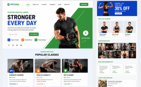 fitness and wellness landing page